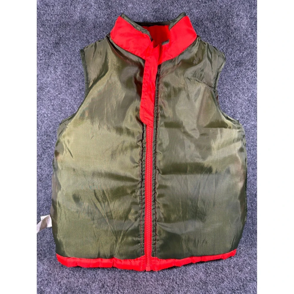 OshKosh Bgosh Kids Orange Puffer Vest Olive Green Lining Size 4 B216E413-OK